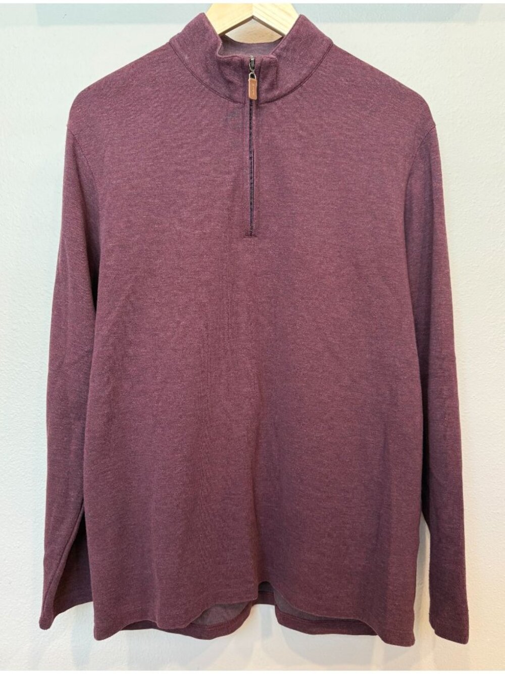 Mizzen+Main Men's Rivington Quarter Zip Pullover Maroon Large Long Sleeve Preppy